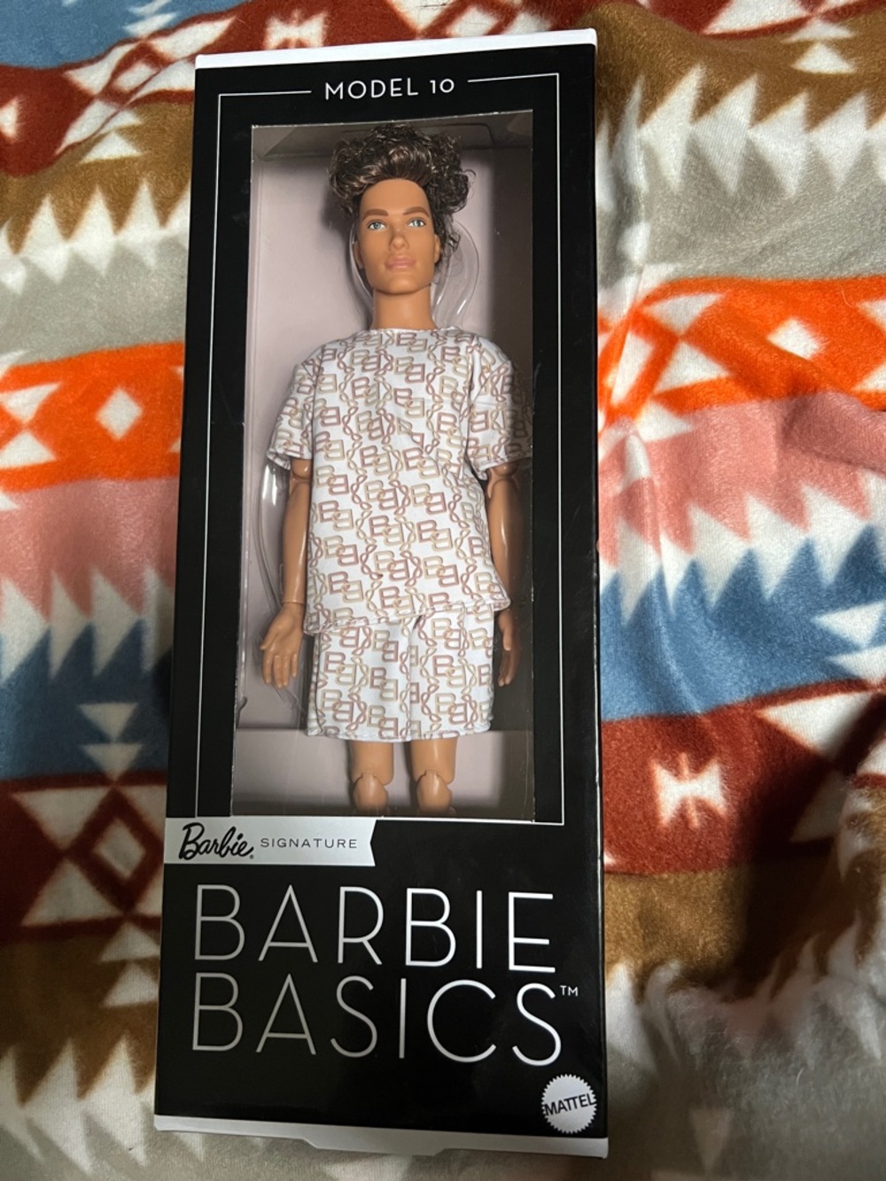 Barbie Model 10 Male Doll in White & Beige Monogram Outfit